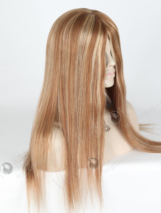 In Stock European Virgin Hair 20" Straight 9/10# Evenly Blended with 22# Highlights Glueless Silk Top Wig GL-08088-6767