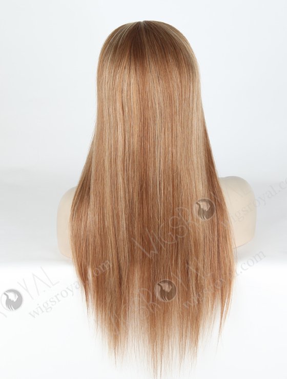 In Stock European Virgin Hair 20" Straight 9/10# Evenly Blended with 22# Highlights Glueless Silk Top Wig GL-08088-6768