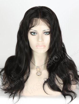 In Stock Indian Remy Hair 18" Natural Wave 1# Color Lace Front Wig SLF-01043