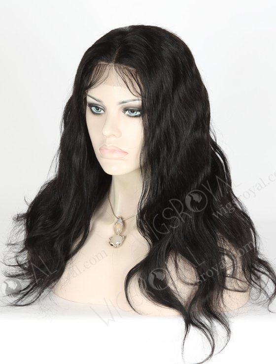 In Stock Indian Remy Hair 18" Natural Wave 1# Color Lace Front Wig SLF-01043-6801