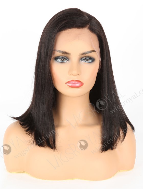  In Stock Indian Remy Hair 12" BOB+YAKI Color #1b Lace Front Wig MLF-01011-6772
