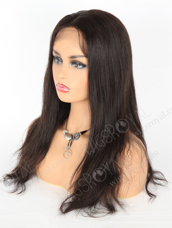In Stock Chinese Virgin Hair 16" Natural Straight Natural Color Silk Top Full Lace Wig STW-706-6889