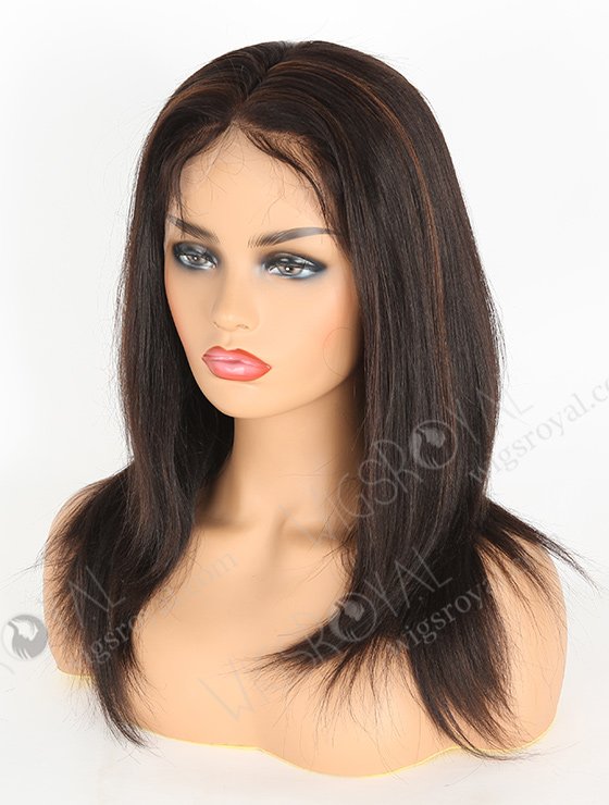 Yaki Full Lace Wigs Human Hair 14" With Baby Hair 1b/4# Highlights FLW-01160-7035