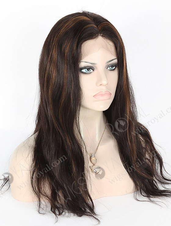 In Stock Indian Remy Hair 18" Natural Straight 1b/30# Highlights Full Lace Wig FLW-01516-7332