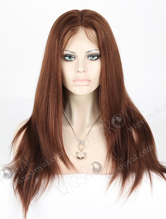 In Stock Indian Remy Hair 18" Yaki 4# Color Full Lace Wig FLW-01449