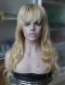 Dark Roots Human Hair Blonde Wigs with Bangs WR-GL-032