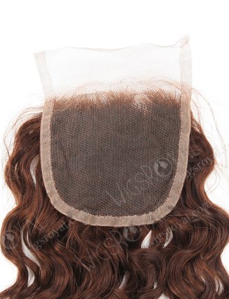 In Stock Indian Remy Hair 18" Natural Curly Color #4 Top Closure STC-366