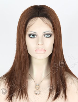 Dark Roots Medium Length Human Hair Wig WR-GR-007