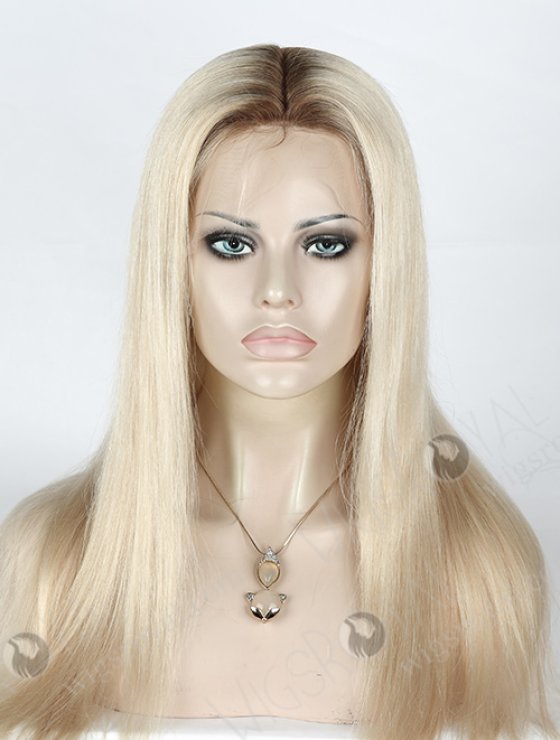 Natural Looking Part Brown Root With White Color European Hair Silk Top Full Lace Wig WR-ST-051-7782