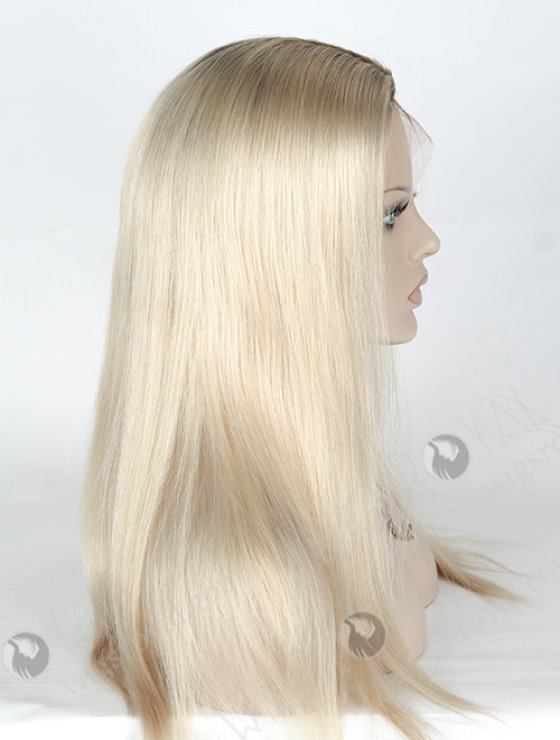 Natural Looking Part Brown Root With White Color European Hair Silk Top Full Lace Wig WR-ST-051-7787