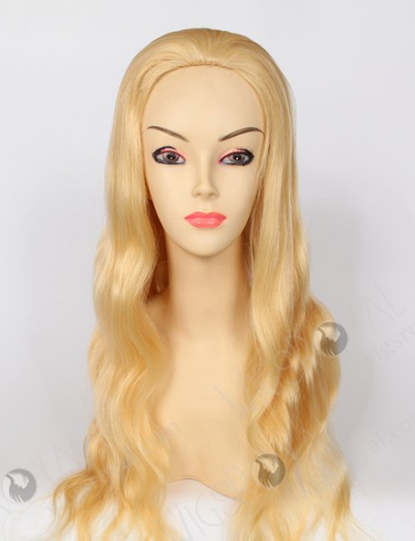 Long Human Hair Indian Virgin Blonde Color Body Wave Glueless Wig WR-GL-040
