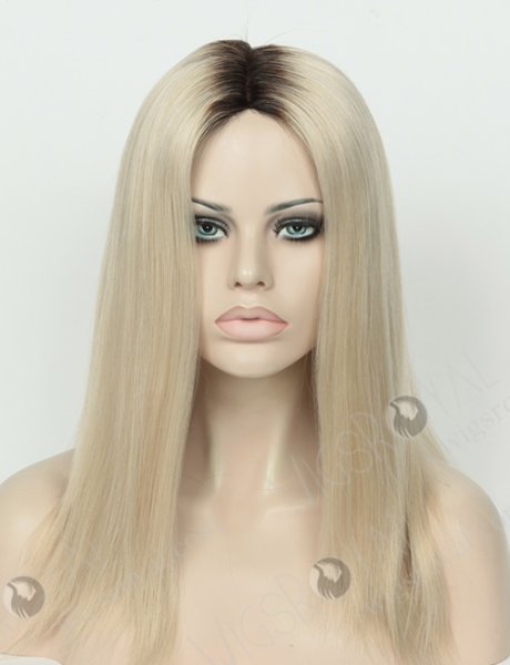 Grey Color With Black Root All One Length Brazilian Virgin Glueless Wigs WR-GL-052