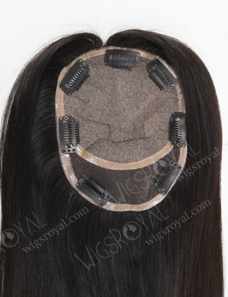 Unprocessed Human Hair Silk Base Topper for Hair Loss Clip in Hair Toppers WR-TC-013