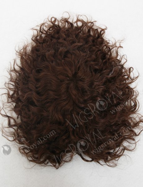 Men's Toupee Brazilian Human Hair Lace With PU Perimeter Brown Curly Hair Pieces WR-TC-016