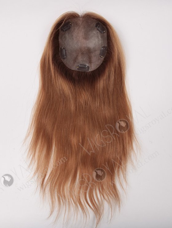 Top quality 100% Virgin Chinese Hair 18#/8# Evenly Blended Root Color 4# Natural Straight Top Closures WR-TC-020-9195