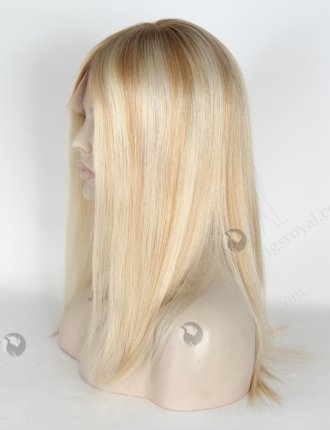Best Natural Looking Wigs For Caucasian Blonde With Brown Roots Highlight Wig | In Stock European Virgin Hair 14" Straight T8/60/25/8# Highlights Color Lace Front Silk Top Glueless Wig GLL-08016