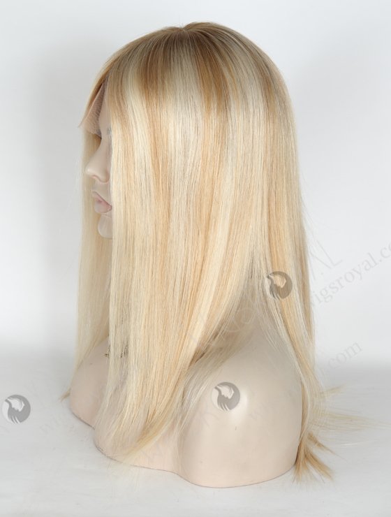 Best Natural Looking Wigs For Caucasian Blonde With Brown Roots Highlight Wig | In Stock European Virgin Hair 14" Straight T8/60/25/8# Highlights Color Lace Front Silk Top Glueless Wig GLL-08016-9421