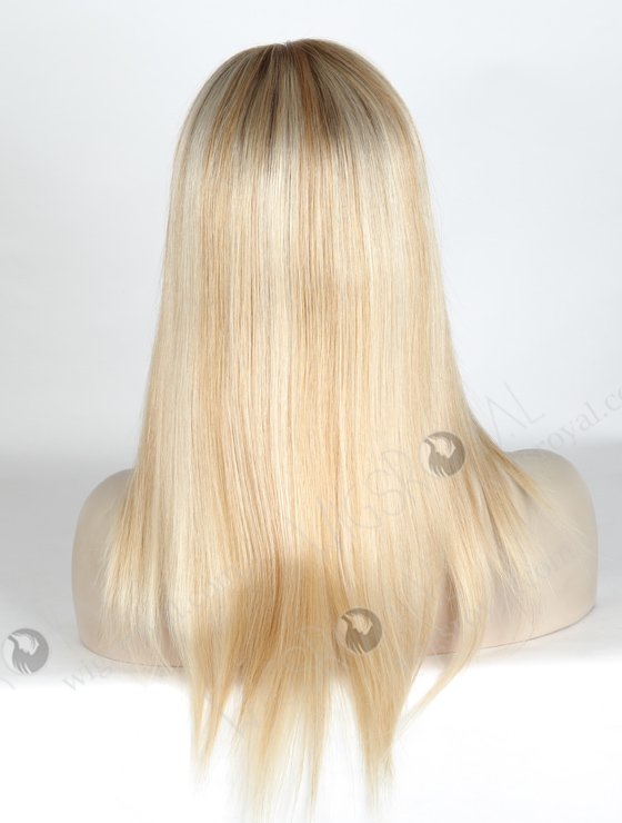 Best Natural Looking Wigs For Caucasian Blonde With Brown Roots Highlight Wig | In Stock European Virgin Hair 14" Straight T8/60/25/8# Highlights Color Lace Front Silk Top Glueless Wig GLL-08016-9423