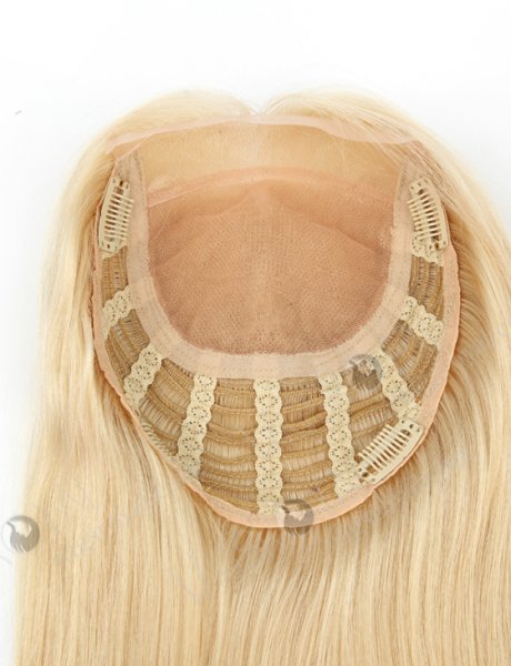 European Hair Straight Blonde Color Silk Top Open Weft Human Hair Topper WR-TC-028