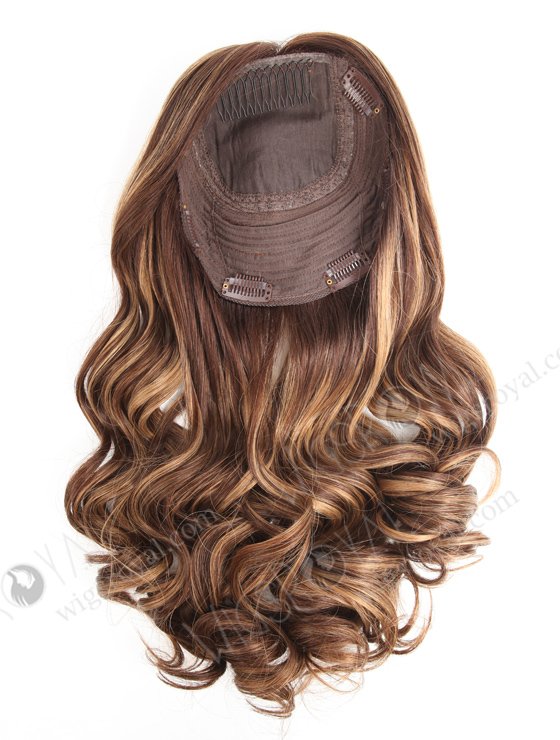 Kosher topper European Virgin Hair 18" One Length Bouncy Curl 3# with T3/8# Highlights 7"×7" Jewish Kosher Topper WR-TC-034-9352
