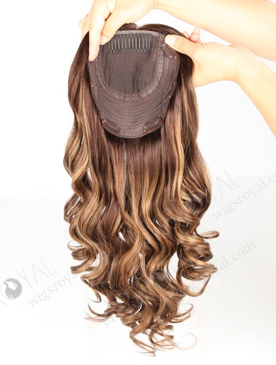 Kosher topper European Virgin Hair 18" One Length Bouncy Curl 3# with T3/8# Highlights 7"×7" Jewish Kosher Topper WR-TC-034-9356