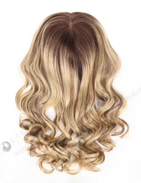 All One Length Bouncy Curly Jewish Kosher Topper 8x8'' Silk Base Human Hair Topper  WR-TC-038