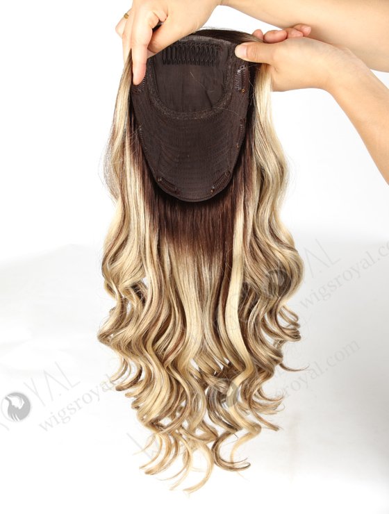 European Virgin Hair 18" One Length Bouncy Curl T4/22# with 4# Highlights 8"×8" Kosher hair topper  WR-TC-038-9401