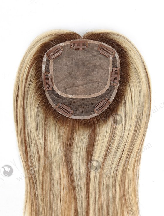 .5"*6" European Virgin Hair 16" Natural Straight T9/22# with 9# Highlights Silk Top Hair WR-TC-048-9530