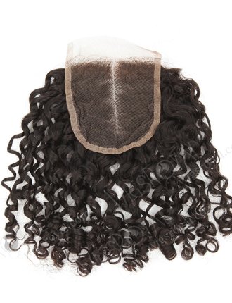 In Stock Brazilian Virgin Hair 12" Tight Curl Natural Color Top Closure STC-370