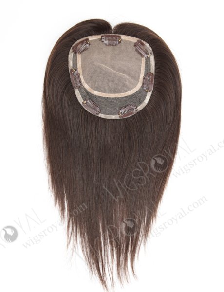 5.5"*6" European Virgin Hair 12" Natural Straight Natural Color Silk Top Hair Topper WR-TC-041