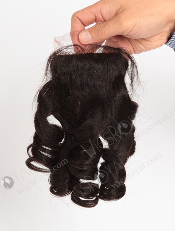 In Stock Indian Remy Hair 10" Big Loose Curl Natural Color Silk Top Closure STC-278-10121