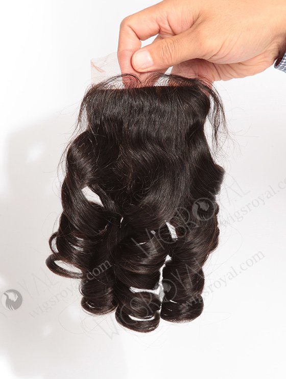 In Stock Indian Remy Hair 10" Big Loose Curl Natural Color Silk Top Closure STC-278-10124