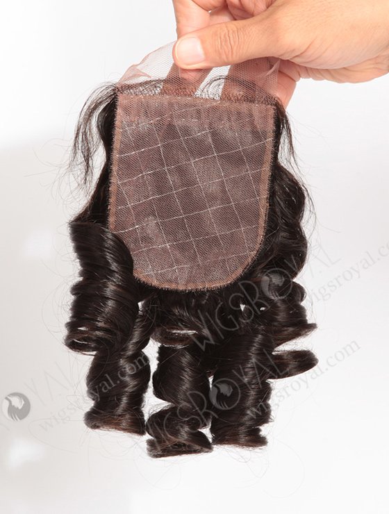 In Stock Indian Remy Hair 10" Big Loose Curl Natural Color Silk Top Closure STC-278-10120