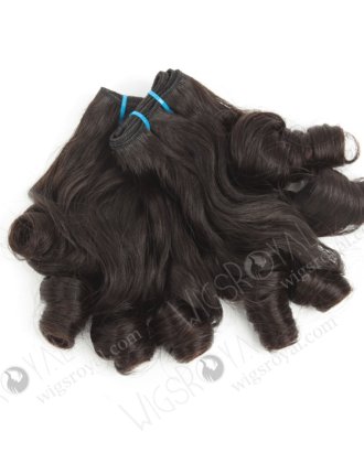 In Stock 7A Peruvian Virgin Hair 12" Double Draw Wavy With Curl Tip Natural Color Machine Weft SM-6119