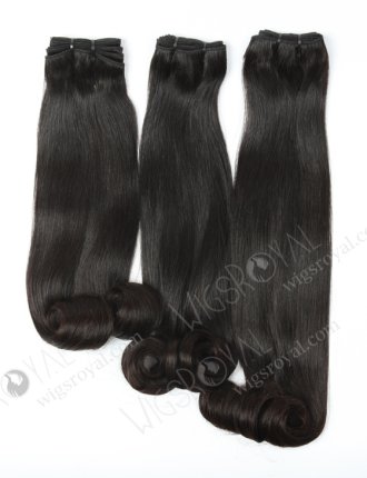 In Stock 7A Peruvian Virgin Hair 16" Double Drawn Straight with Roll Curl Tip Natural Color Machine Weft SM-667