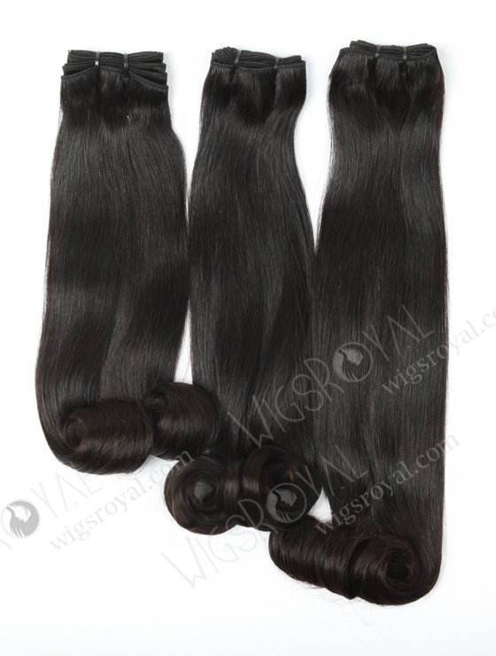 In Stock 7A Peruvian Virgin Hair 16" Double Drawn Straight with Roll Curl Tip Natural Color Machine Weft SM-667-13175