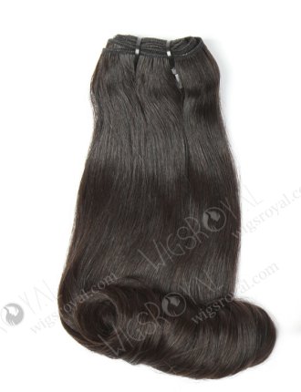 In Stock 7A Peruvian Virgin Hair 12" Double Drawn Straight with Roll Curl Tip Natural Color Machine Weft SM-665
