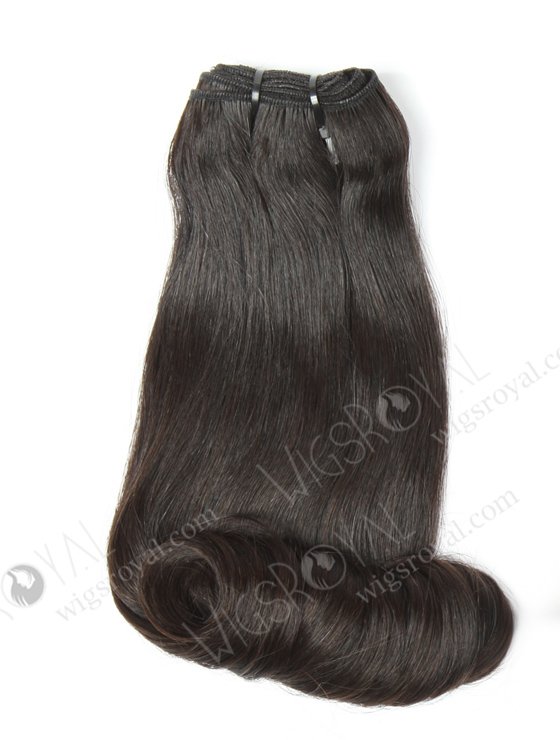 In Stock 7A Peruvian Virgin Hair 12" Double Drawn Straight with Roll Curl Tip Natural Color Machine Weft SM-665-13166