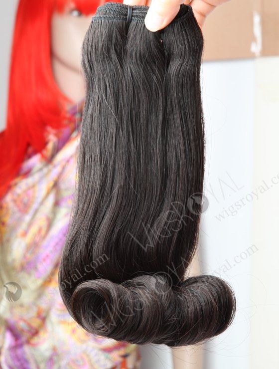 In Stock 7A Peruvian Virgin Hair 12" Double Drawn Straight with Roll Curl Tip Natural Color Machine Weft SM-665-13168