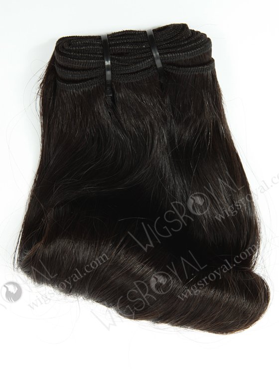 In Stock 7A Peruvian Virgin Hair 10" Double Drawn Straight with Roll Curl Tip Natural Color Machine Weft SM-682-13162