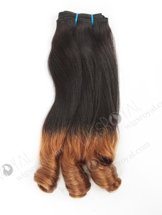 In Stock 7A Peruvian Virgin Hair 14" Double Drawn Straight With Spiral Curl Tip T-Natural Color/10# Machine Weft SM-6113-12949