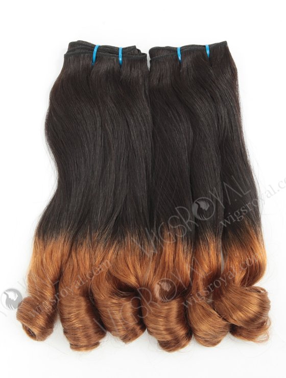 In Stock 7A Peruvian Virgin Hair 14" Double Drawn Straight With Spiral Curl Tip T-Natural Color/10# Machine Weft SM-6113-12950