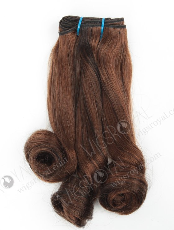 In Stock 7A Peruvian Virgin Hair 12" Double Drawn Straight With Spiral Curl Tip 6/1b# Evenly Blended Machine Weft SM-6112-12944