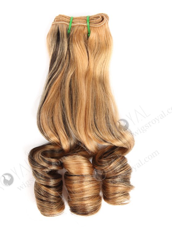 In Stock 7A Peruvian Virgin Hair 16" Double Drawn Straight with Spiral Curl Tip 27/1B# Highlights Machine Weft SM-6140-12957