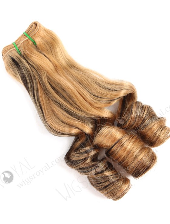 In Stock 7A Peruvian Virgin Hair 16" Double Drawn Straight with Spiral Curl Tip 27/1B# Highlights Machine Weft SM-6140-12956