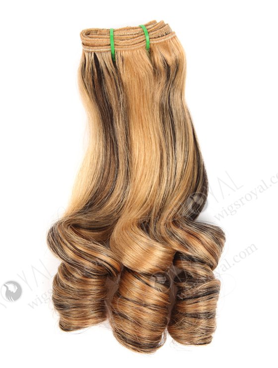 In Stock 7A Peruvian Virgin Hair 16" Double Drawn Straight with Spiral Curl Tip 27/1B# Highlights Machine Weft SM-6140-12958