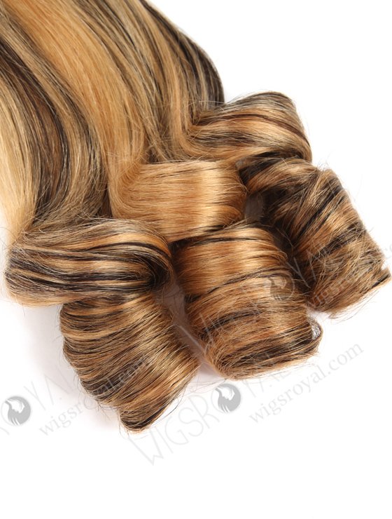 In Stock 7A Peruvian Virgin Hair 16" Double Drawn Straight with Spiral Curl Tip 27/1B# Highlights Machine Weft SM-6140-12959