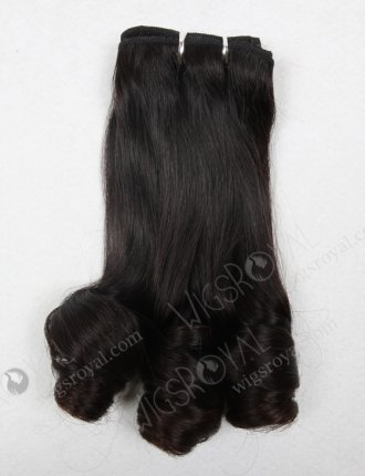 In Stock 7A Peruvian Virgin Hair 14" Double Drawn Straight with Spiral Curl Tip Natural Color Machine Weft SM-652
