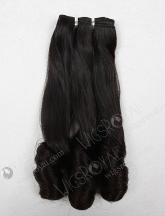In Stock 7A Peruvian Virgin Hair 16" Double Drawn Straight with Spiral Curl Tip Natural Color Machine Weft SM-653