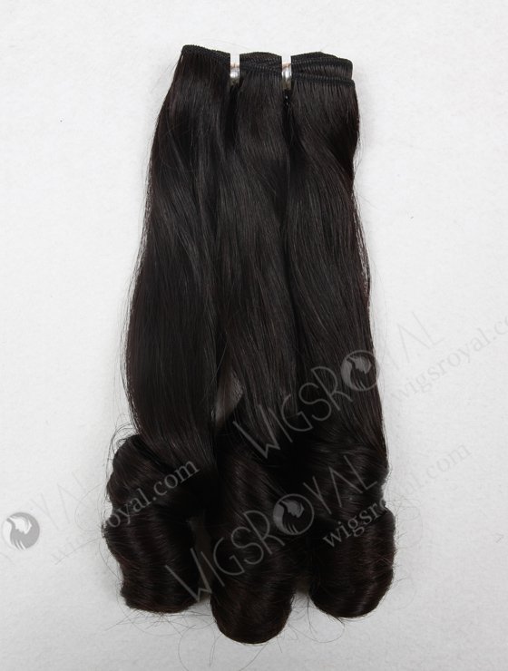 In Stock 7A Peruvian Virgin Hair 16" Double Drawn Straight with Spiral Curl Tip Natural Color Machine Weft SM-653-13124